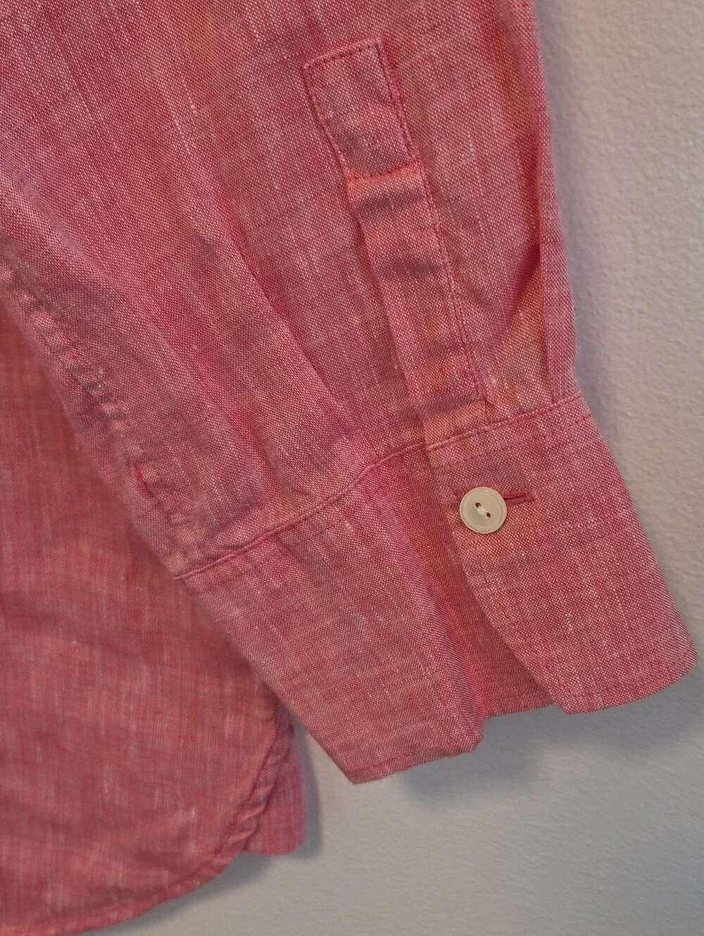 Hinson Wu 100% Linen Button Up Shirt Coral Pink Luxe Linen Women's Sz 10 - Picture 9 of 12